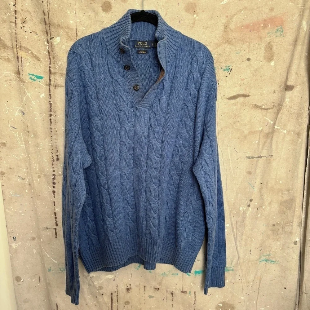 Polo By Ralph Lauren Cable Knit Silk Cashmere Blend Sweater
